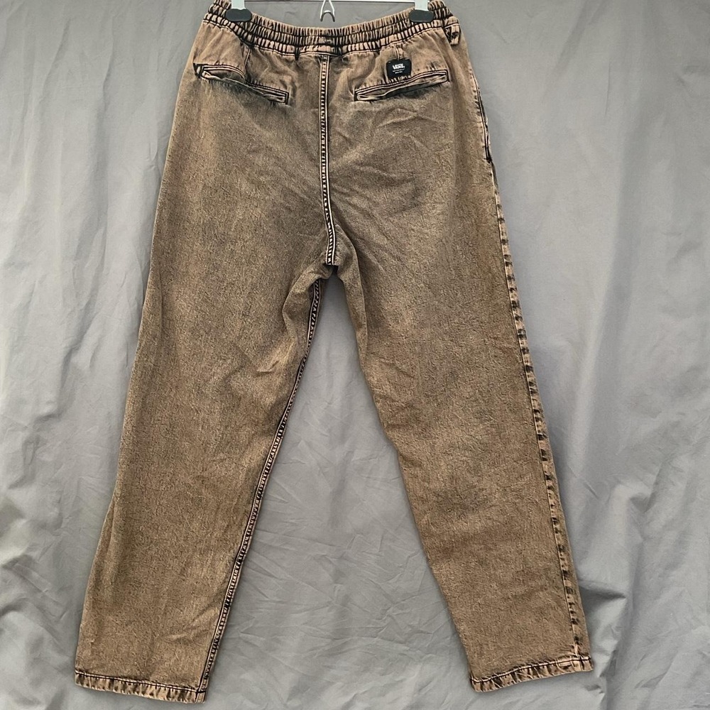 Vans Range Elastic Loose Tapered Acid Wash Brown Tan Denim Skater Pants Mens M